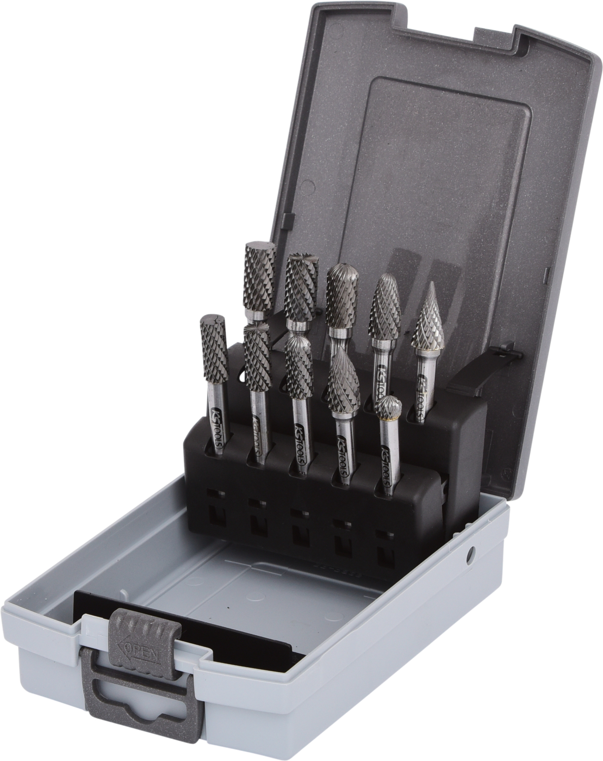 KS Tools HM Frässtift-Satz, Kunststoffkassette, 10-tlg