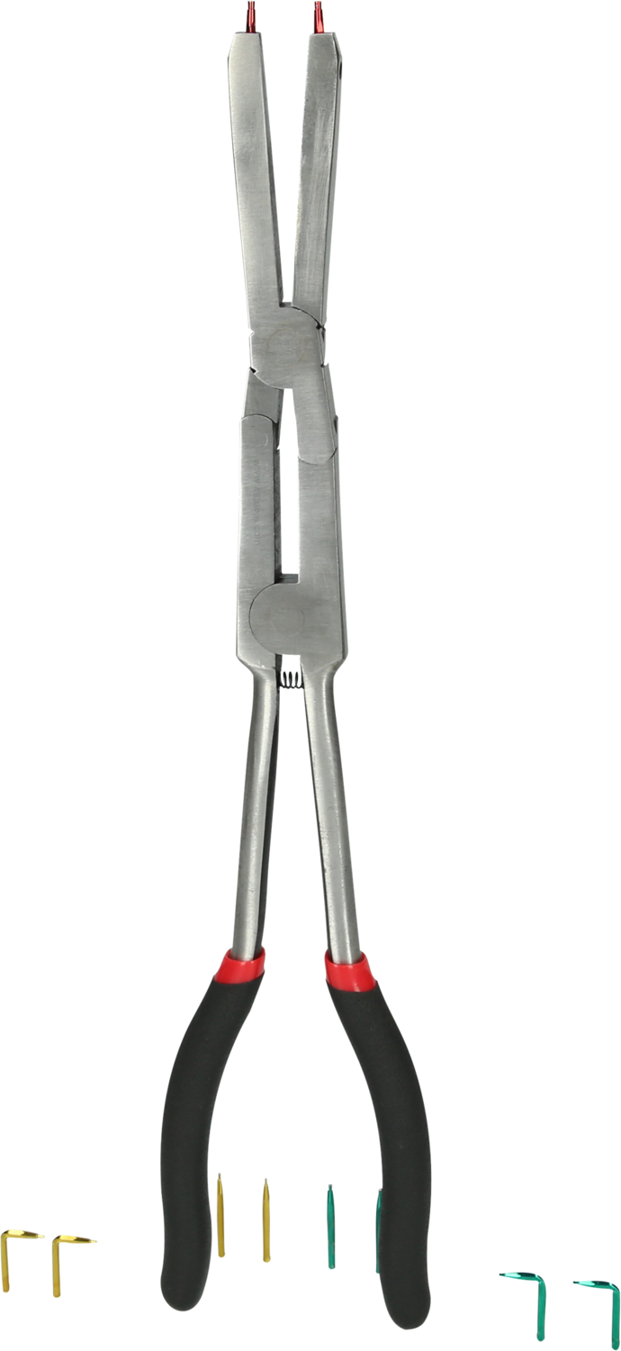KS Tools Doppelgelenk-Sicherungszange für Außensicherungsringe mit auswechselbaren Spitzen