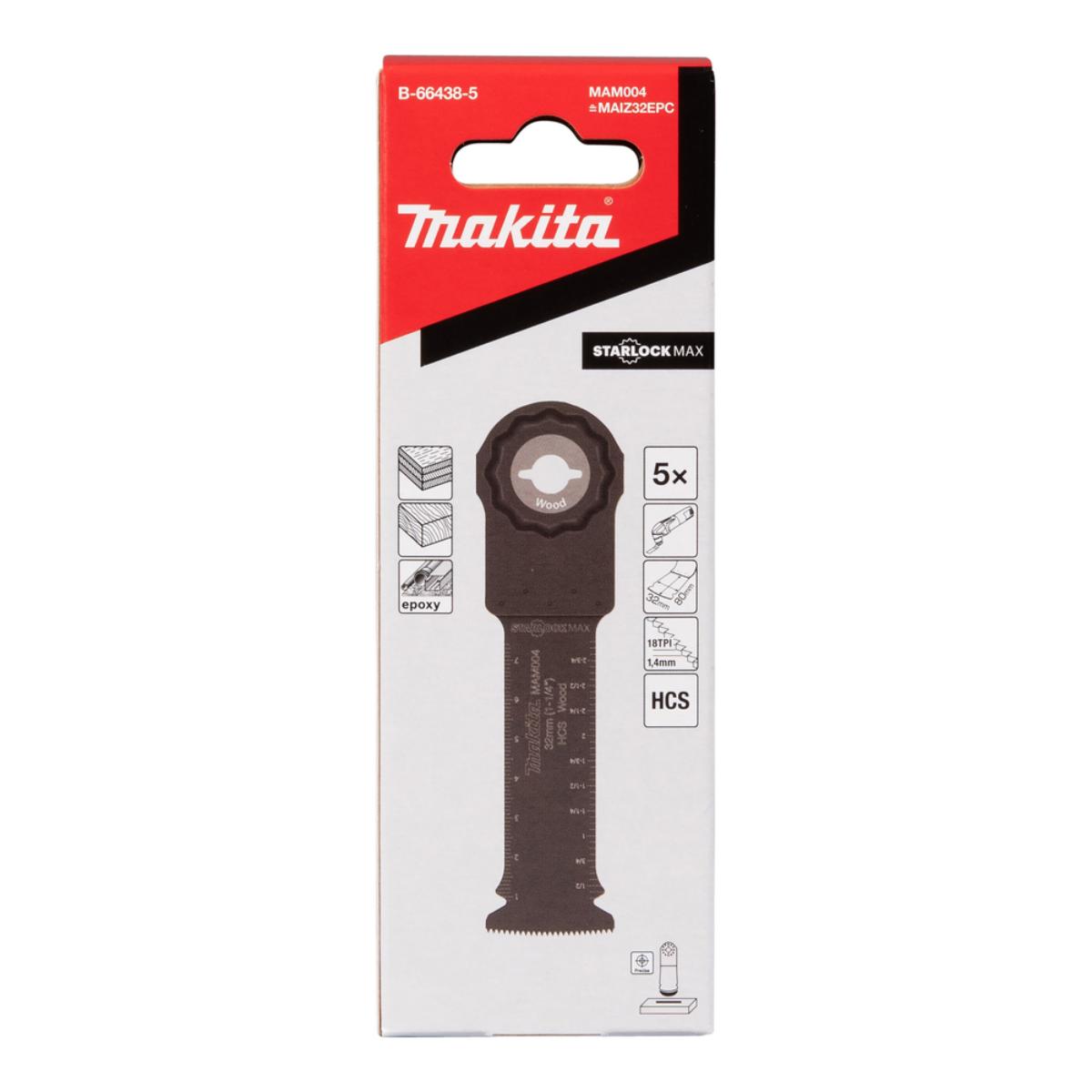 Makita Tauchsägeblatt HCS, MAM004 - 32x80 mm, 1,4 mm für Holz, 5 Stück