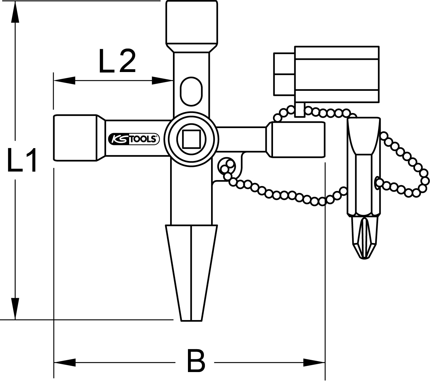 KS Tools Universal-Schaltschrankschlüssel, 61mm