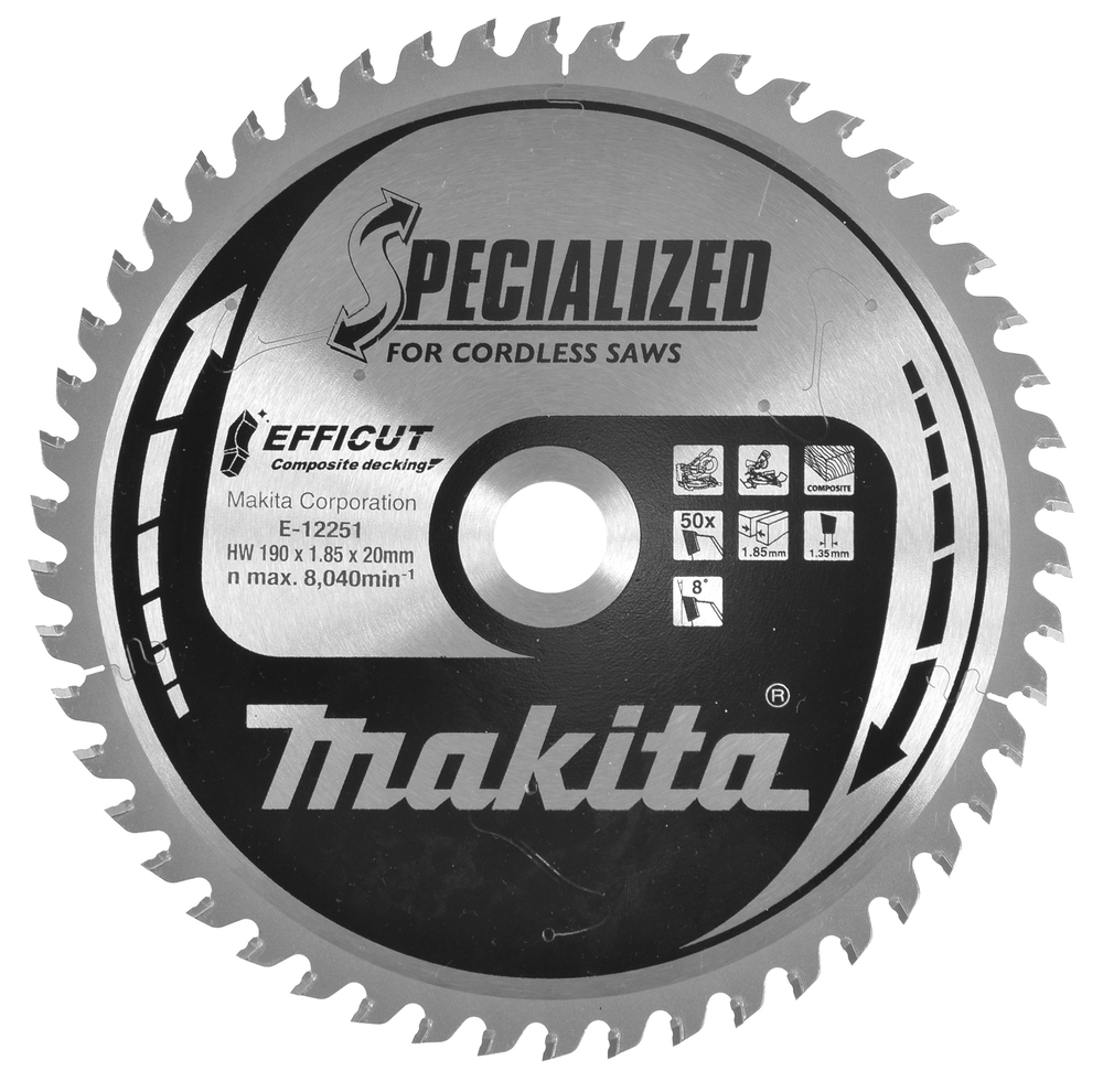 Makita Sägeblatt 190x1,85x20, 50Z EFFICUT, WPC/Holz - E-12251
