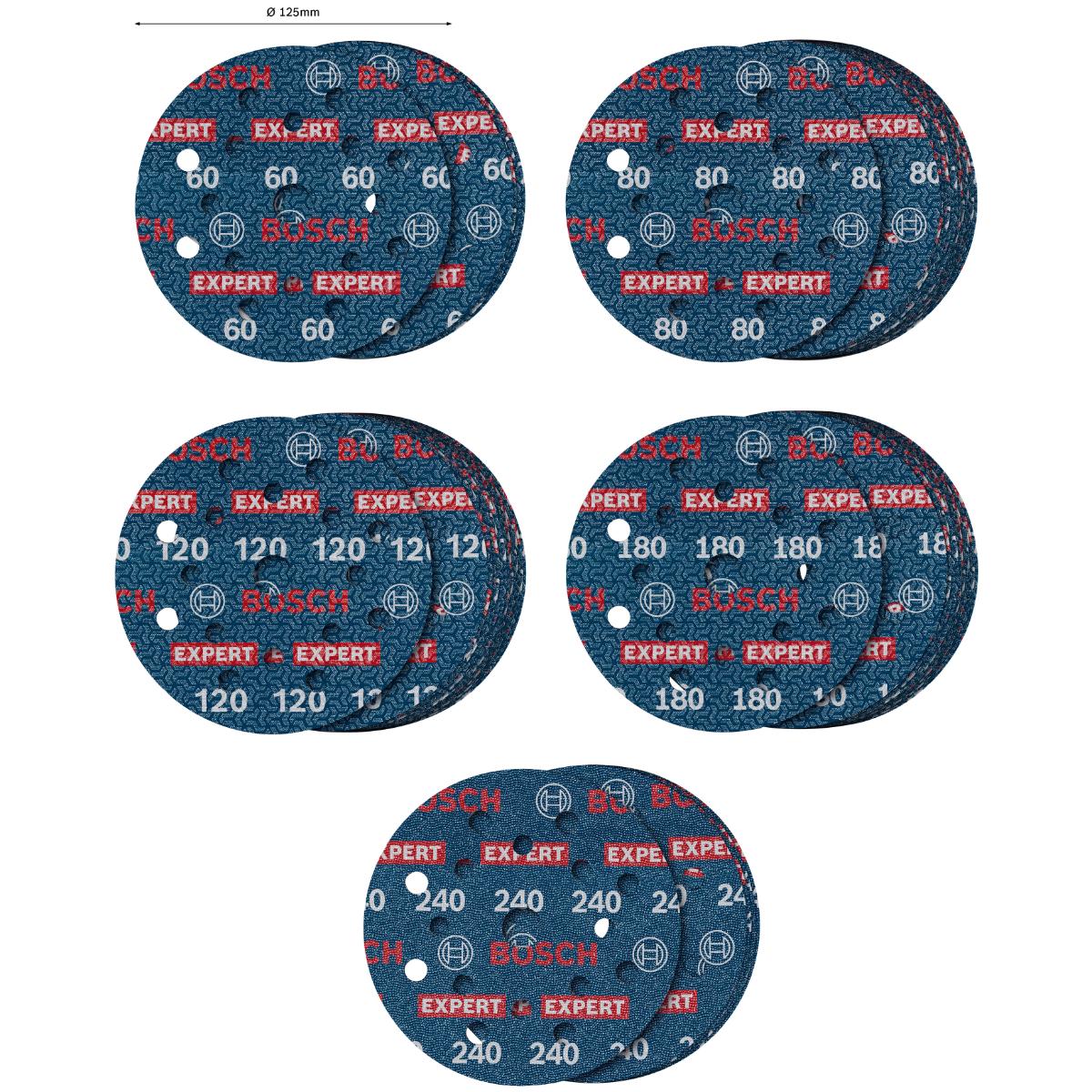 Bosch EXPERT O780 Folienschleifscheiben 125 mm, 55-teiliges Set