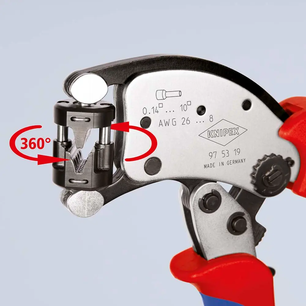KNIPEX Twistor T Selbsteinstellende Crimpzange für Aderendhülsen verchromt 200 mm