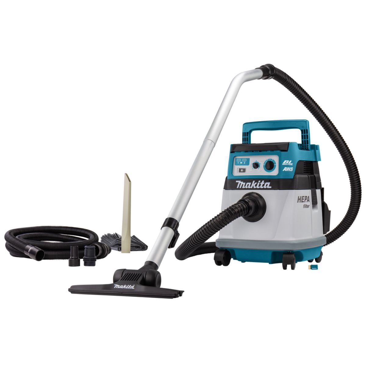 Makita Akku-Staubsauger 15L 2x18V Trocken (ohne Akku, ohne Ladegerät) inkl. AWS Funk-Adapter WUT01