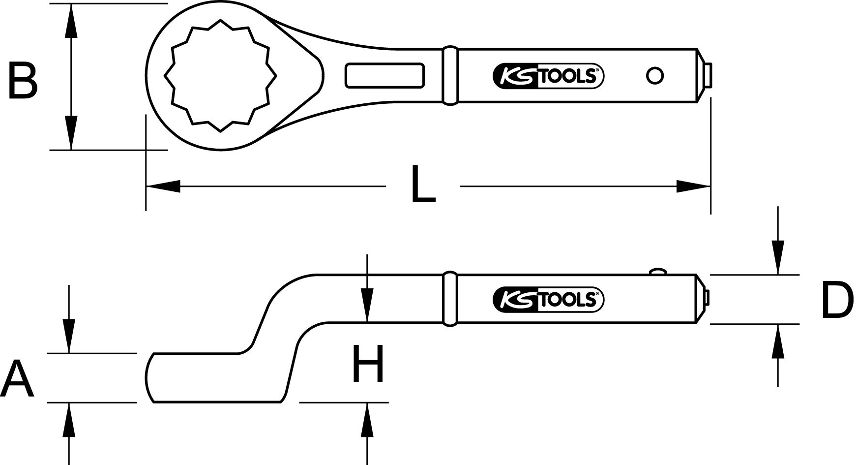 KS Tools Zugringschlüssel, gekröpft