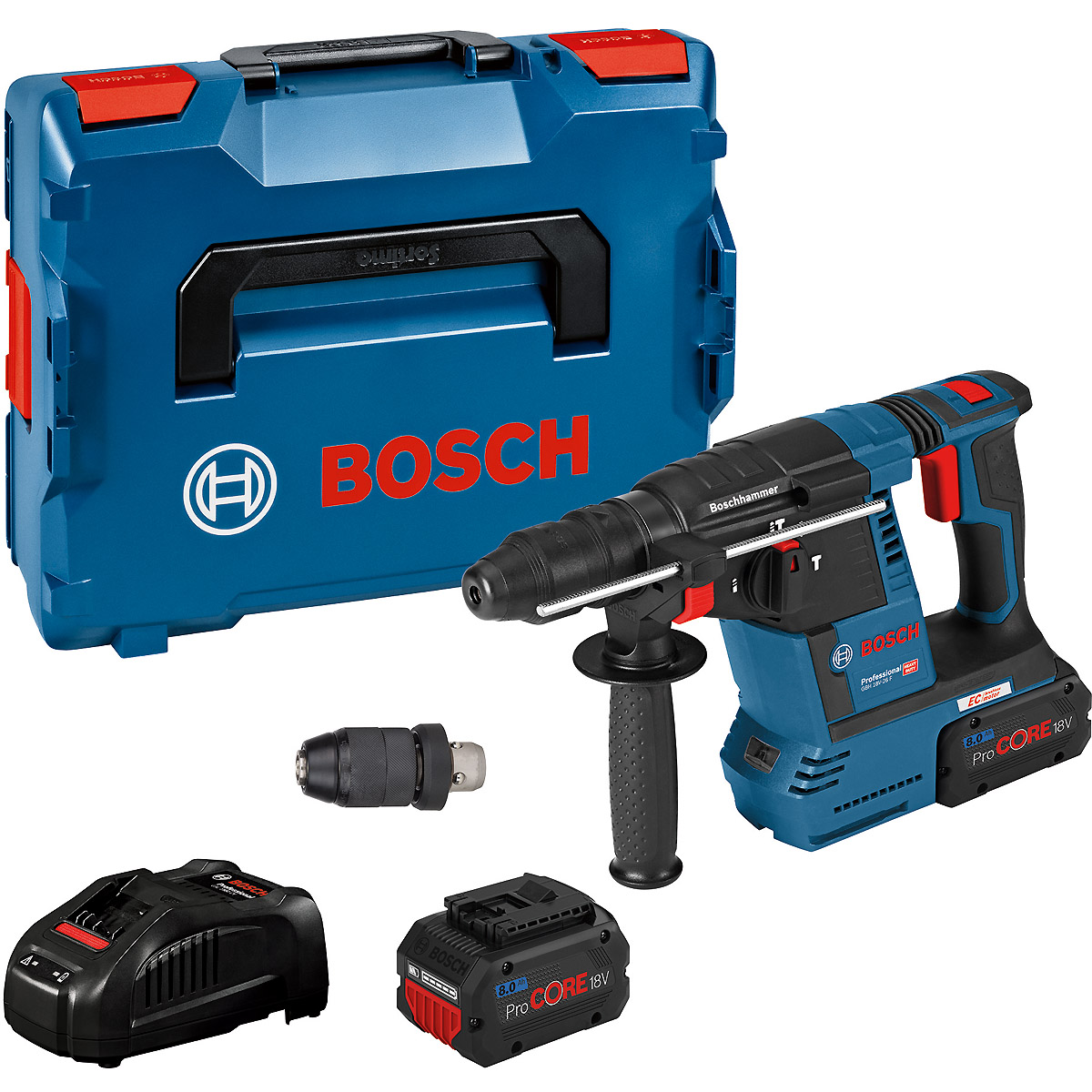Bosch Akku-Bohrhammer mit SDS plus GBH 18V-26 F mit 2 x Akku ProCORE18V 8.0 Ah