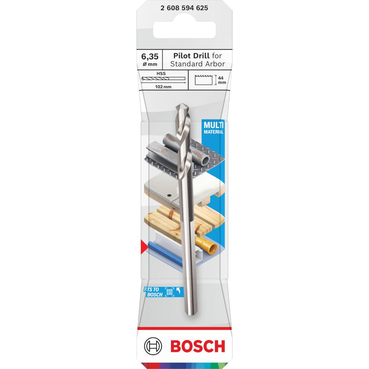 Bosch Zentrierbohrer für Standard-Aufsteckhalter, HSS-G, 6,35 x 44 mm