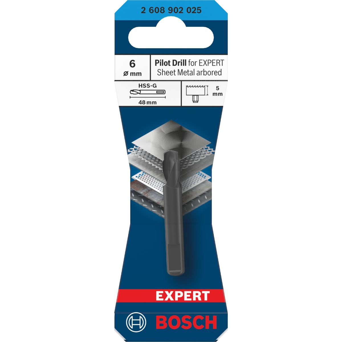 Bosch Zentrierbohrer für EXPERT Sheet Metal Lochsäge mit Aufsteckhalter, Ø 6x5x48 mm