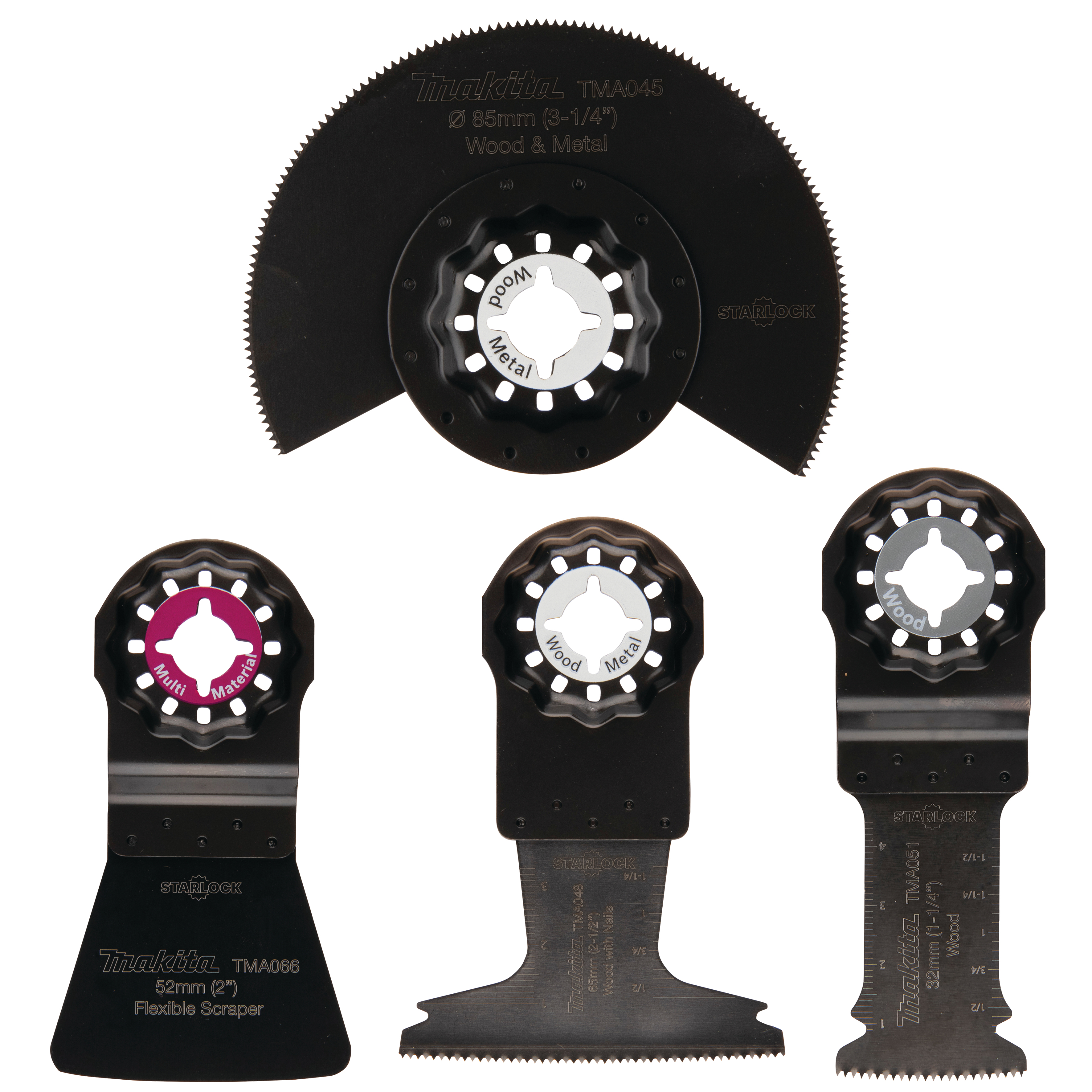Makita Multifunktionswerkzeug Fußboden-Set, 4-teilig - TMA045 - TMA048 - TMA051 - TMA066 - B-67505