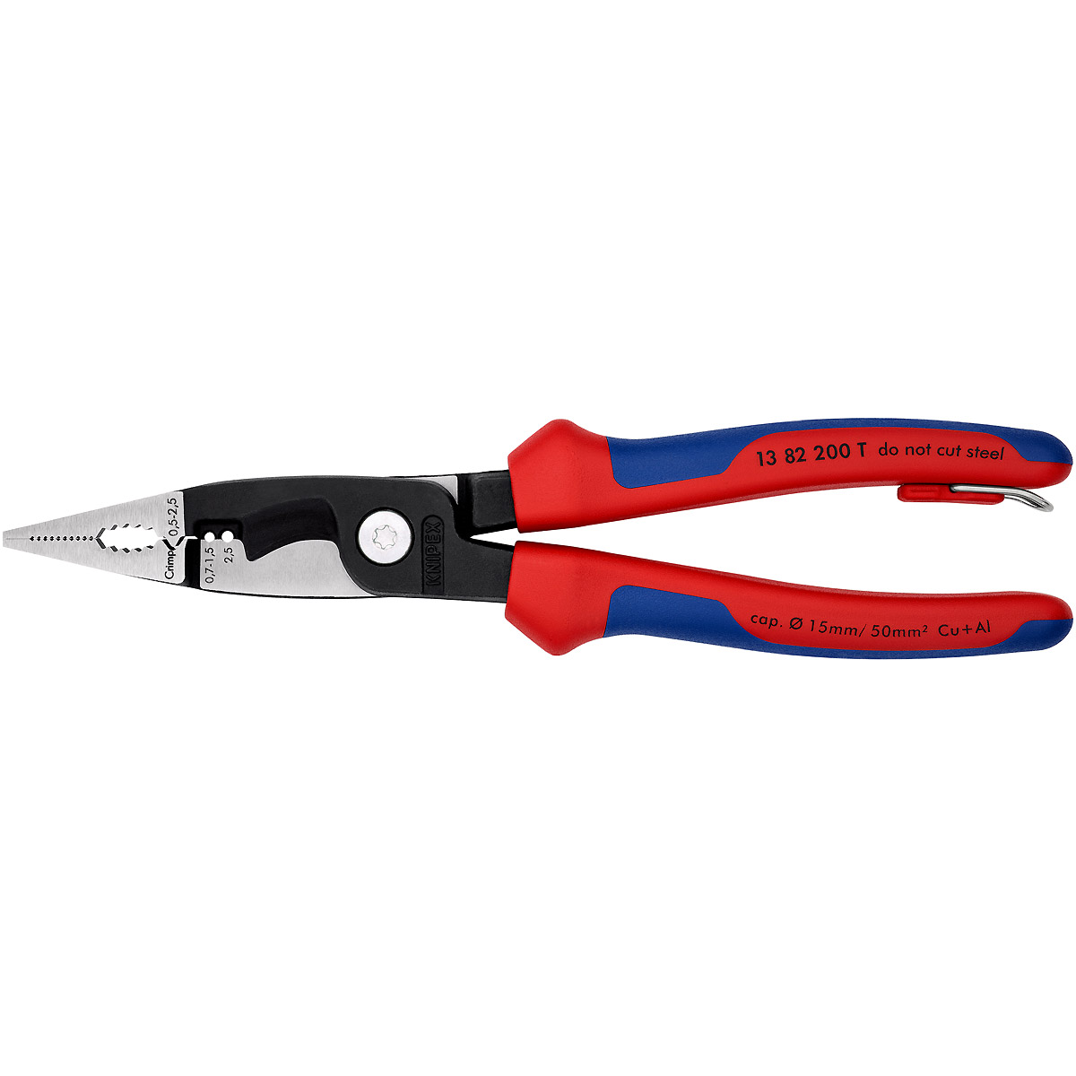 KNIPEX Elektro-Installationszange 200 mm schwarz atramentiert, mit Befestigungsöse