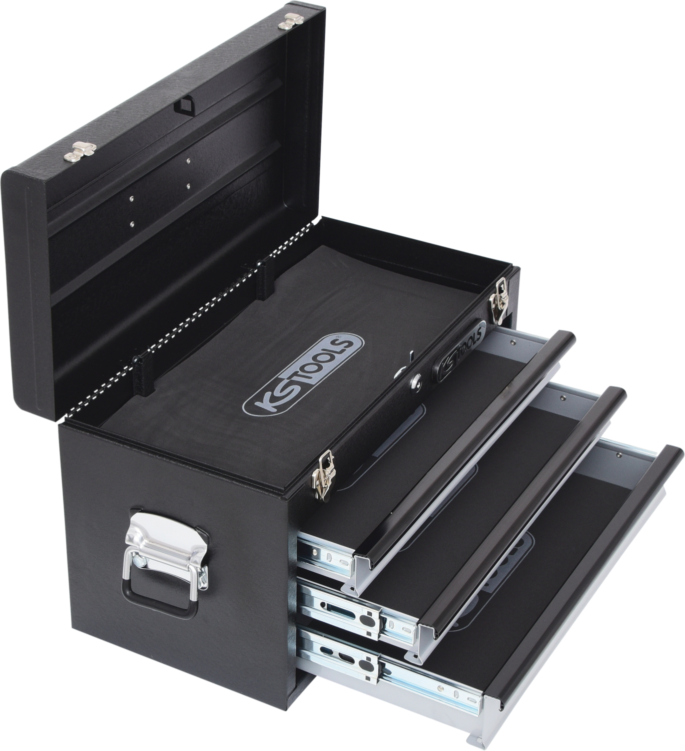 KS Tools Werkzeugtruhe mit 3 Schubladen-schwarz, L508xH255xB303mm
