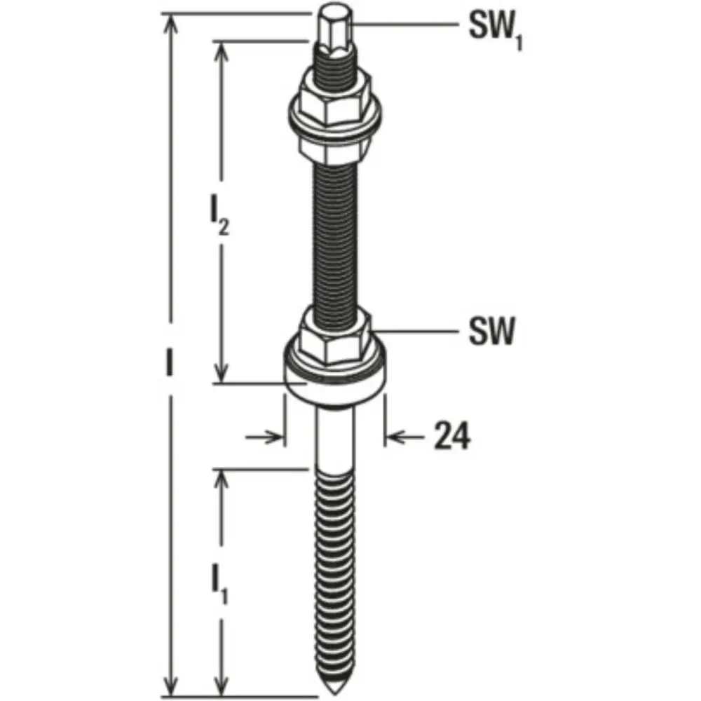 Fischer Stockschraube Holz STSR M12x350 A2