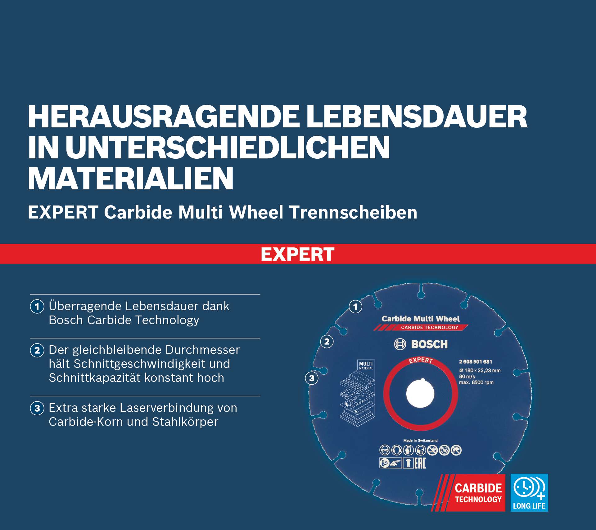 Bosch EXPERT Carbide Multi Wheel Trennscheibe, 180 mm, 22,23 mm
