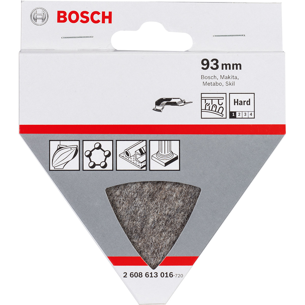 Bosch Polierfilz für Dreieckschleifer und Multi-Cutter, hart, Klett, 93 mm