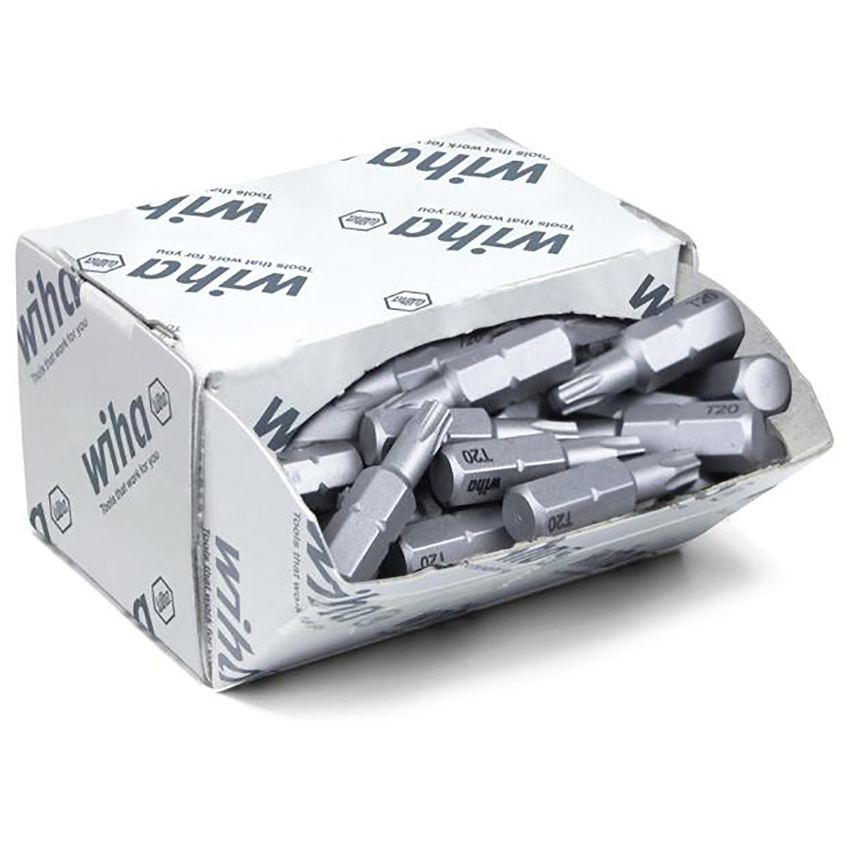 Wiha Bit Set Standard 25 mm TORX (T20) 50-teilges Set 1/4 zoll C6,3 in Großpackung