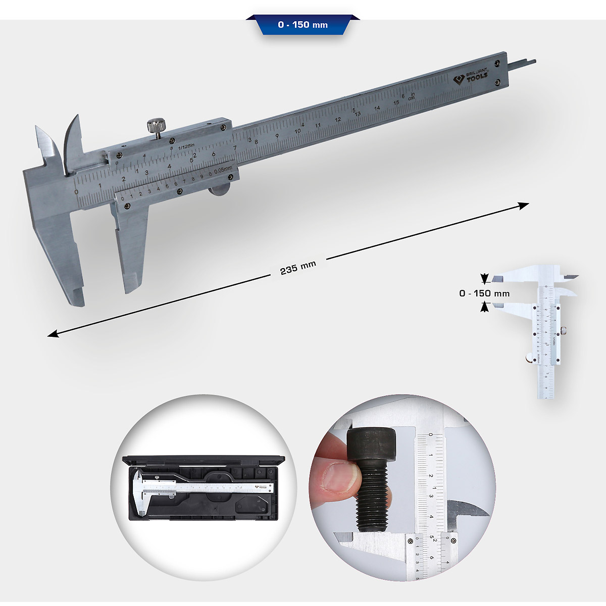 Brilliant Tools Messschieber, 0 - 150 mm