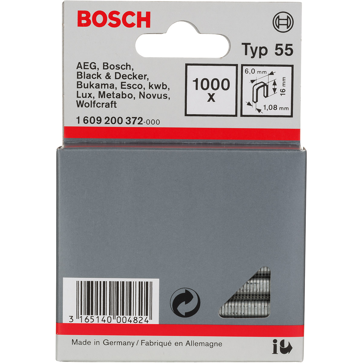 Bosch Schmalrückenklammer Typ 55, 6 x 1,08, 1000er-Pack