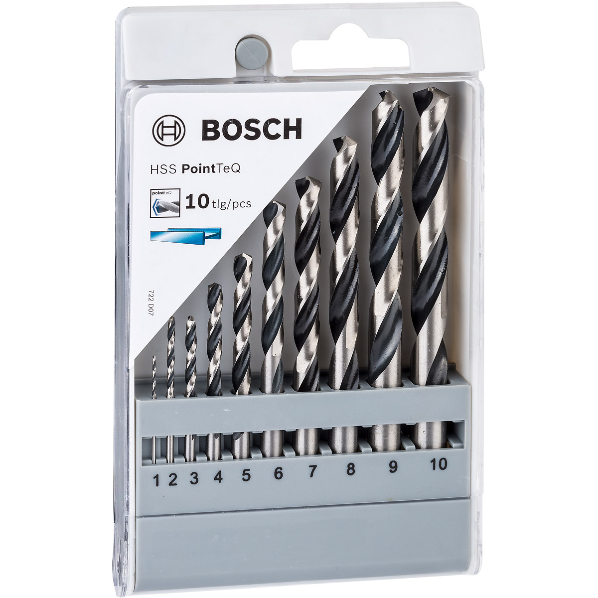 Bosch Metallspiralbohrer HSS-Set PointTeQ, DIN 338, 10-teilig