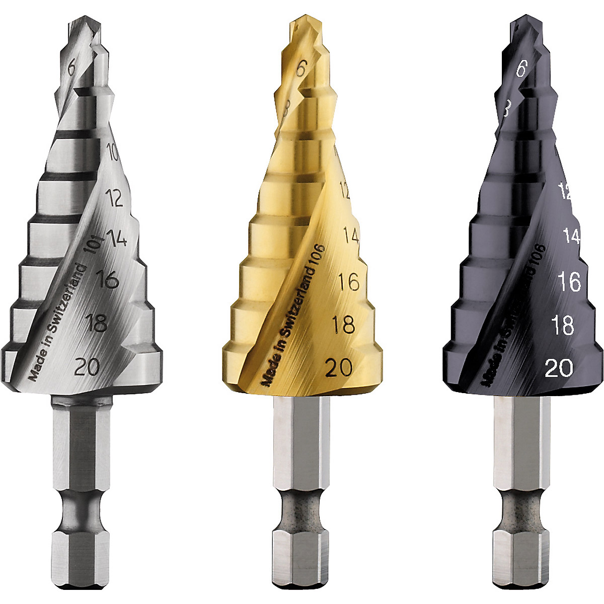 Bosch Stufenbohrer HSS-TiN, 4 - 20 mm, 1/4 Zoll, 70,5 mm, 9 Stufen