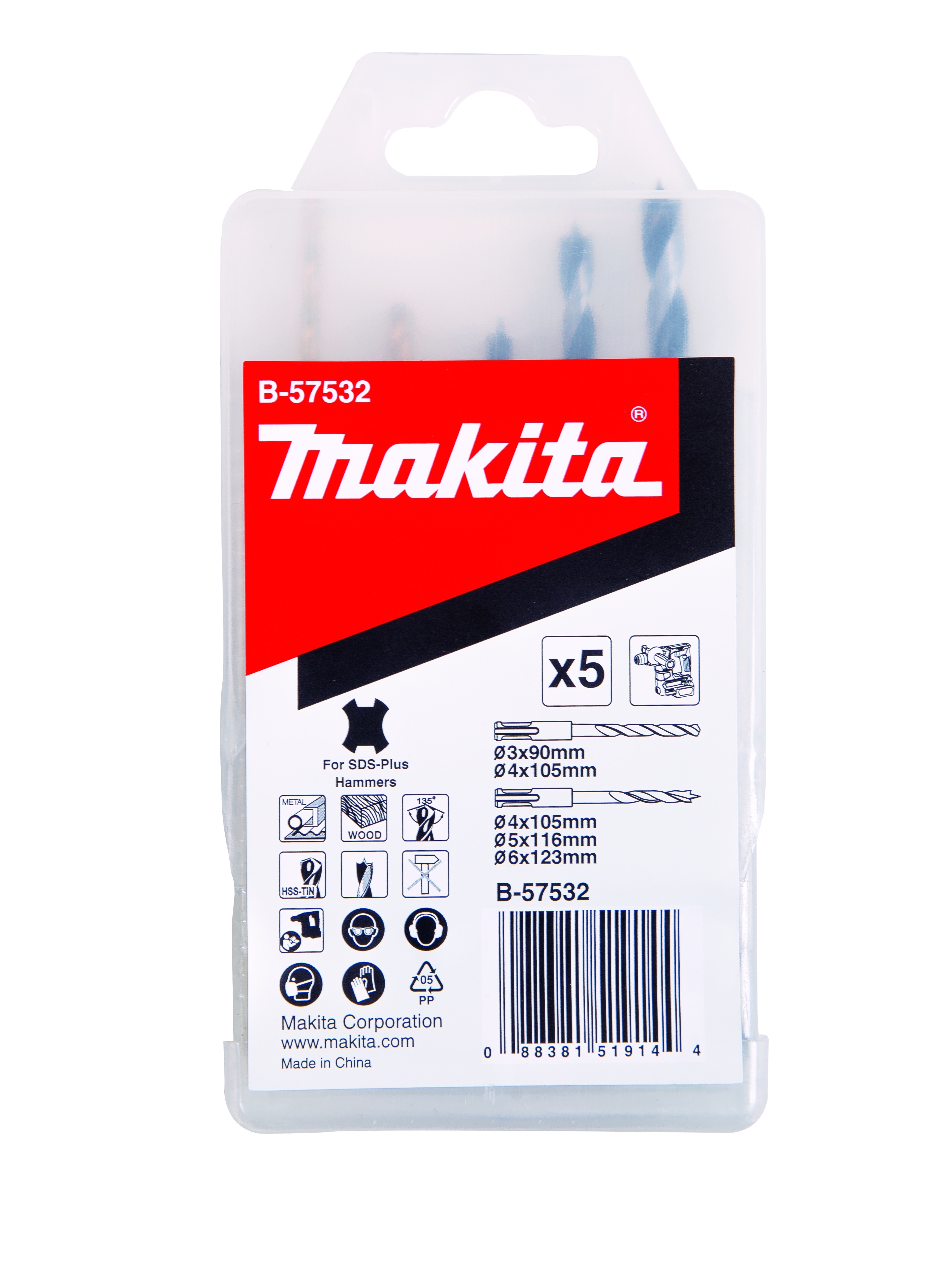Makita HSS TiN Metall und Holzbohrer-Set, Für Metall Ø 3 x 90mm und Ø 4 x 105mm - Für Holz Ø 4 x 105