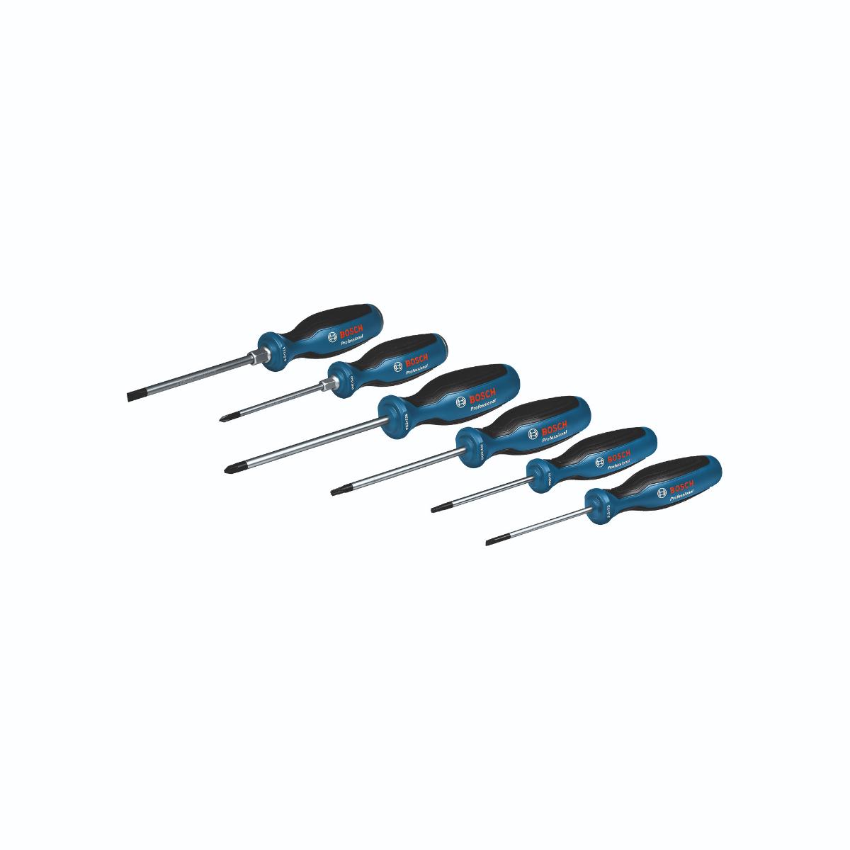 Bosch Combo Kit Schraubendreher-Set, 6-tlg., SL/PH/PZ/TX