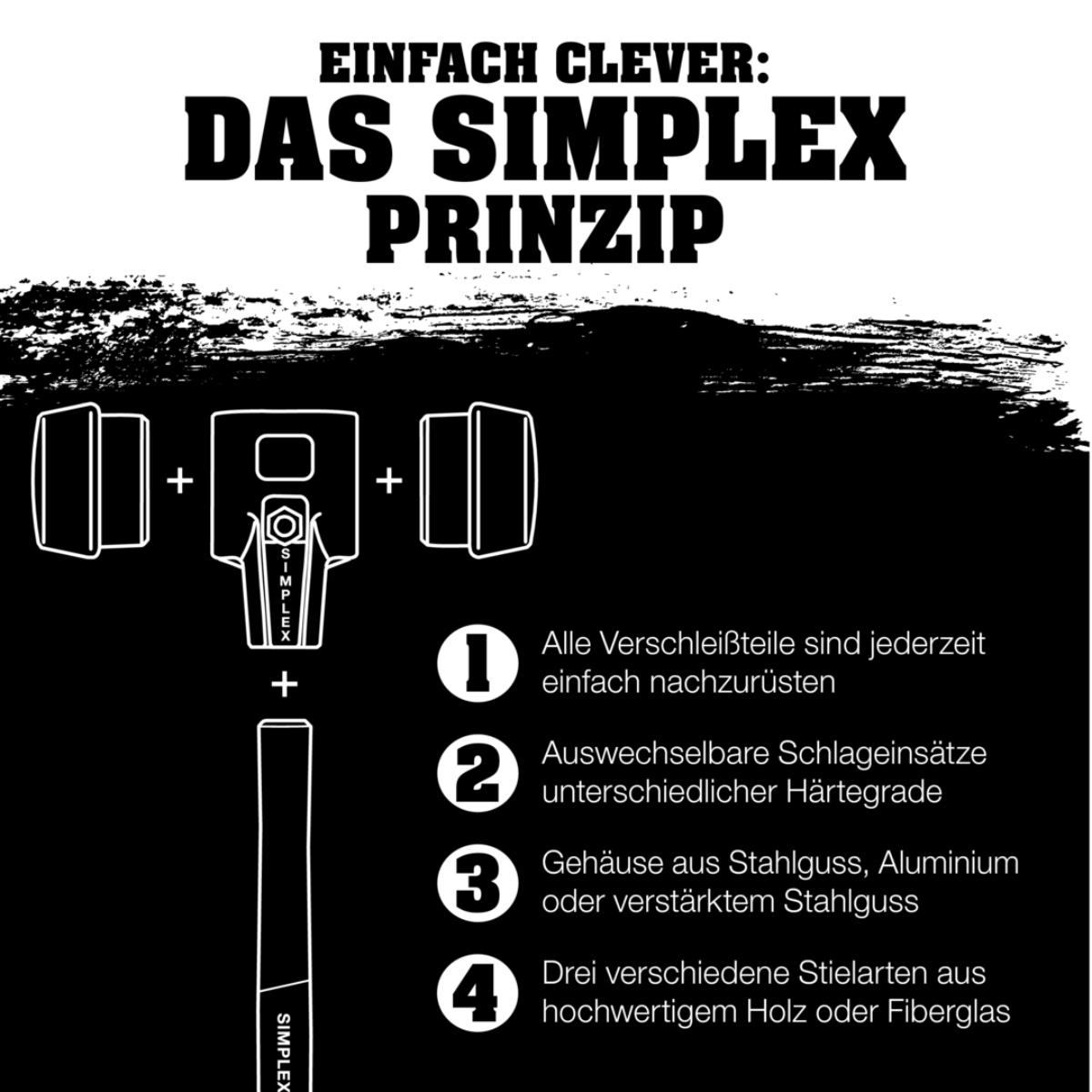 HALDER SIMPLEX - Schonhammer mit TE-Gehäuse und Holzstiel, Superplastik / TPE-soft