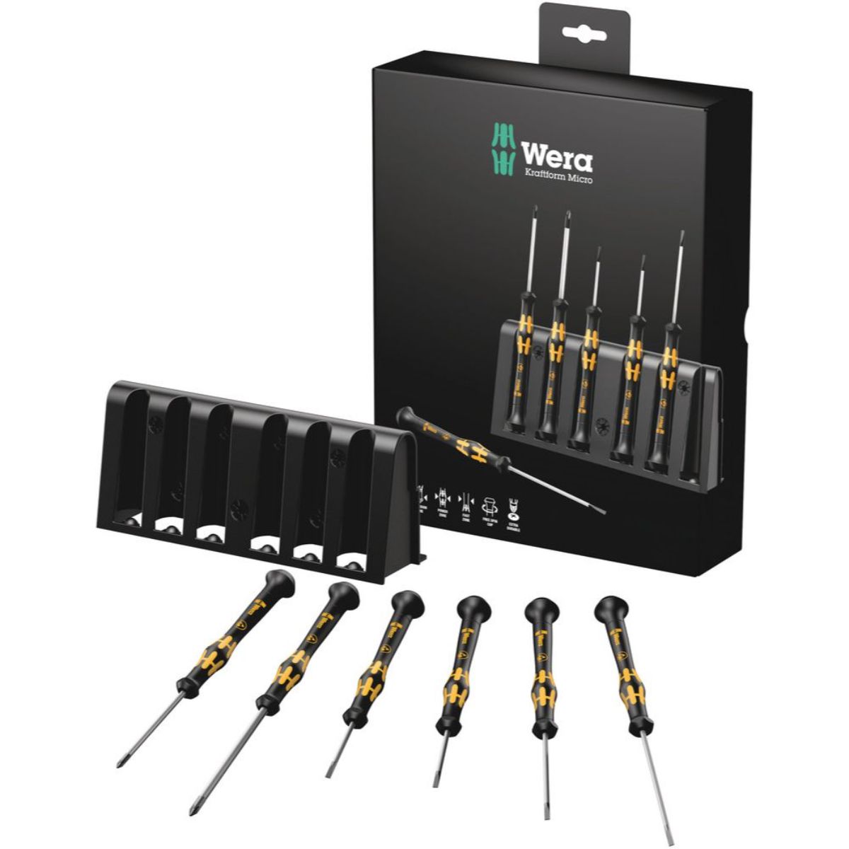 Wera 1578 A/6 ESD Elektroniker-Schraubendrehersatz + Rack, 6-teilig