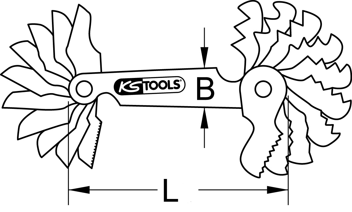KS Tools Gewindelehre, Zollmaße, 22-tlg