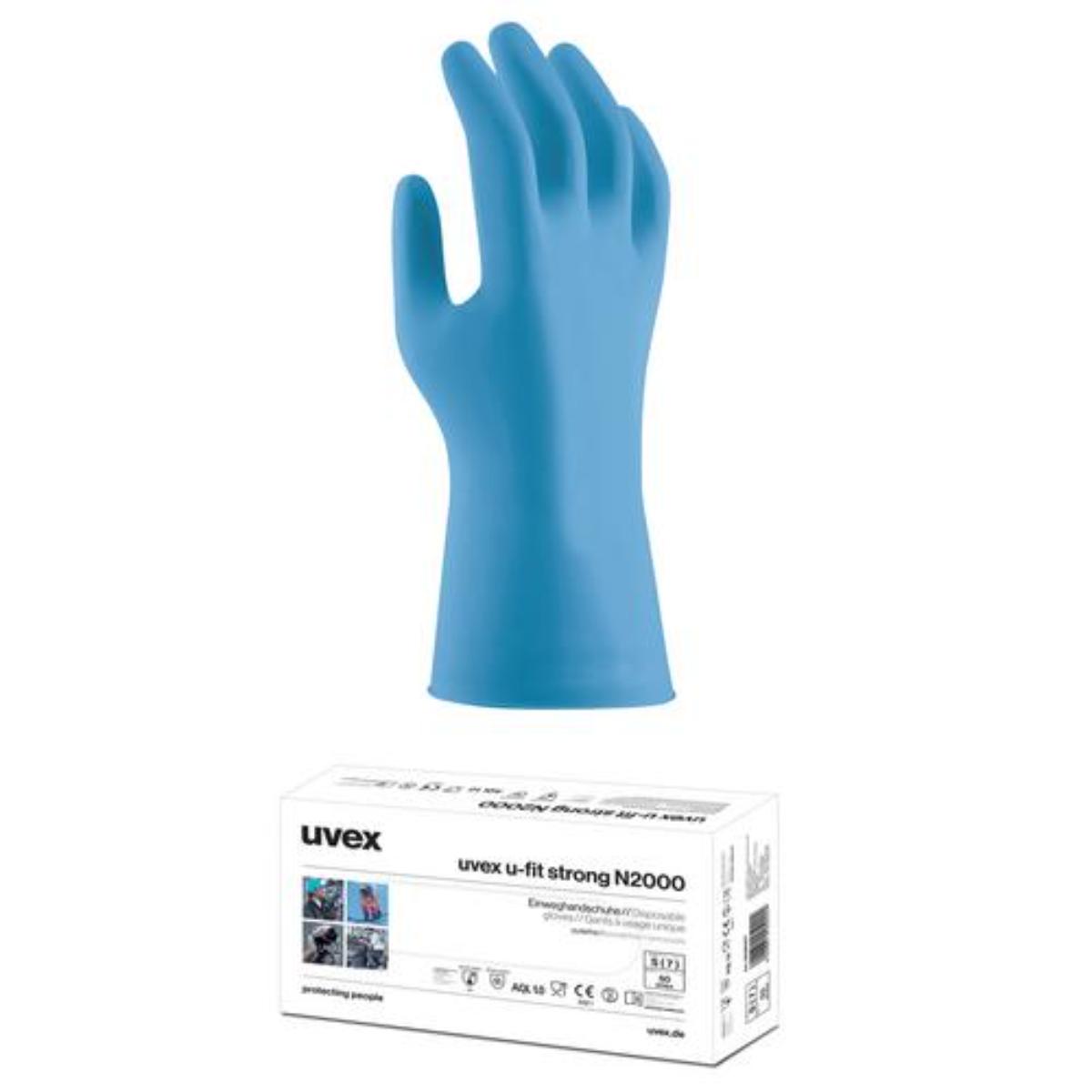uvex u-fit strong N2000 Einweg Chemikalienschutzhandschuh Inhalt: 25 Stück in Box