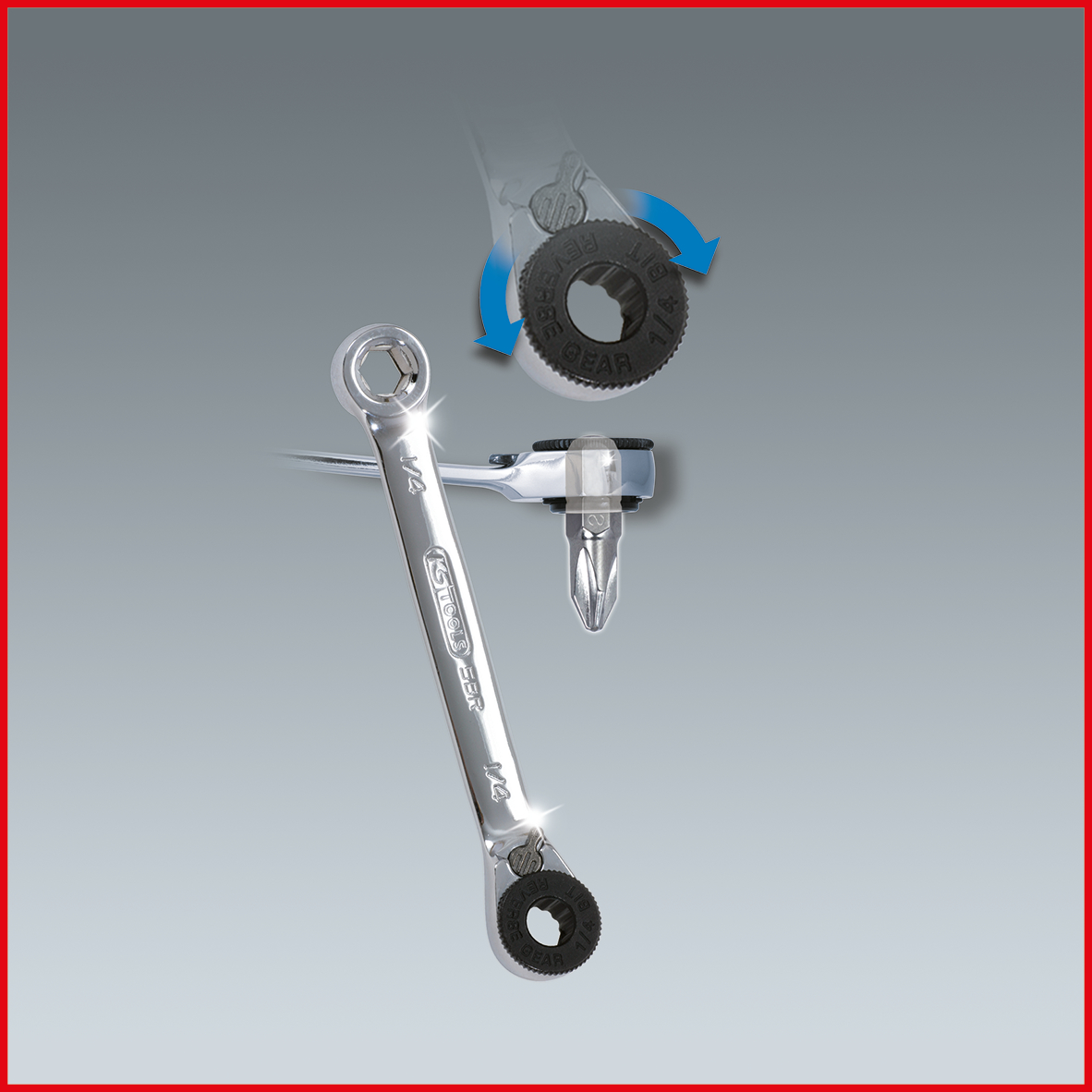 KS Tools GEARplus Mini-Bit-Umschalt-Ratschenringschlüssel 1/4"x1/4"