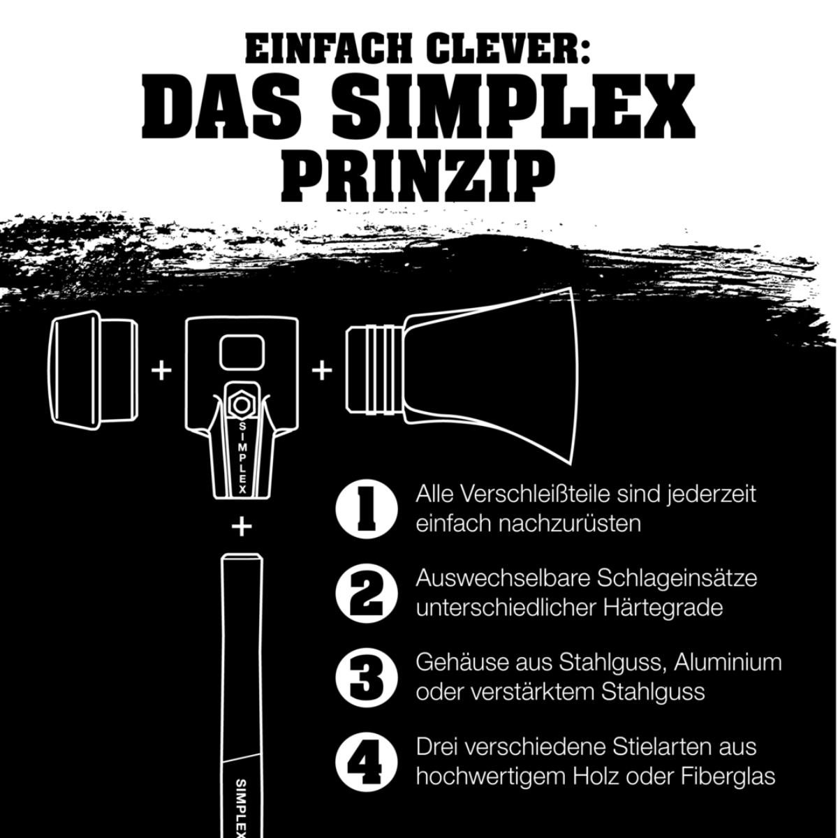 HALDER SIMPLEX - Spalthammer, Einsatz Superplastik mit Tempergussgehäuse und Hickorystiel