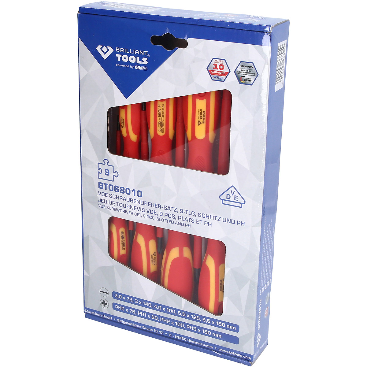 Brilliant Tools VDE Schraubendreher-Satz, 9-tlg, Schlitz und PH Phillips