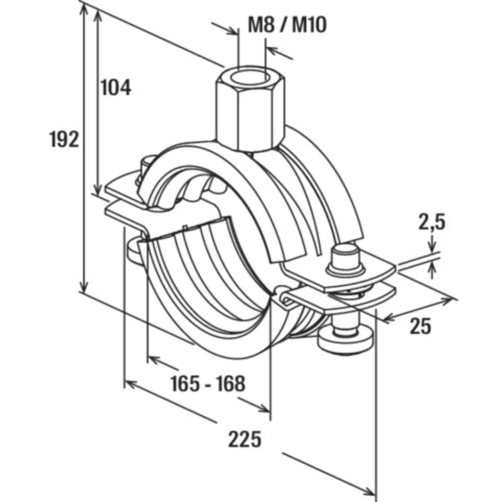 Fischer Rohrschelle FRS 165-168 M8/M10