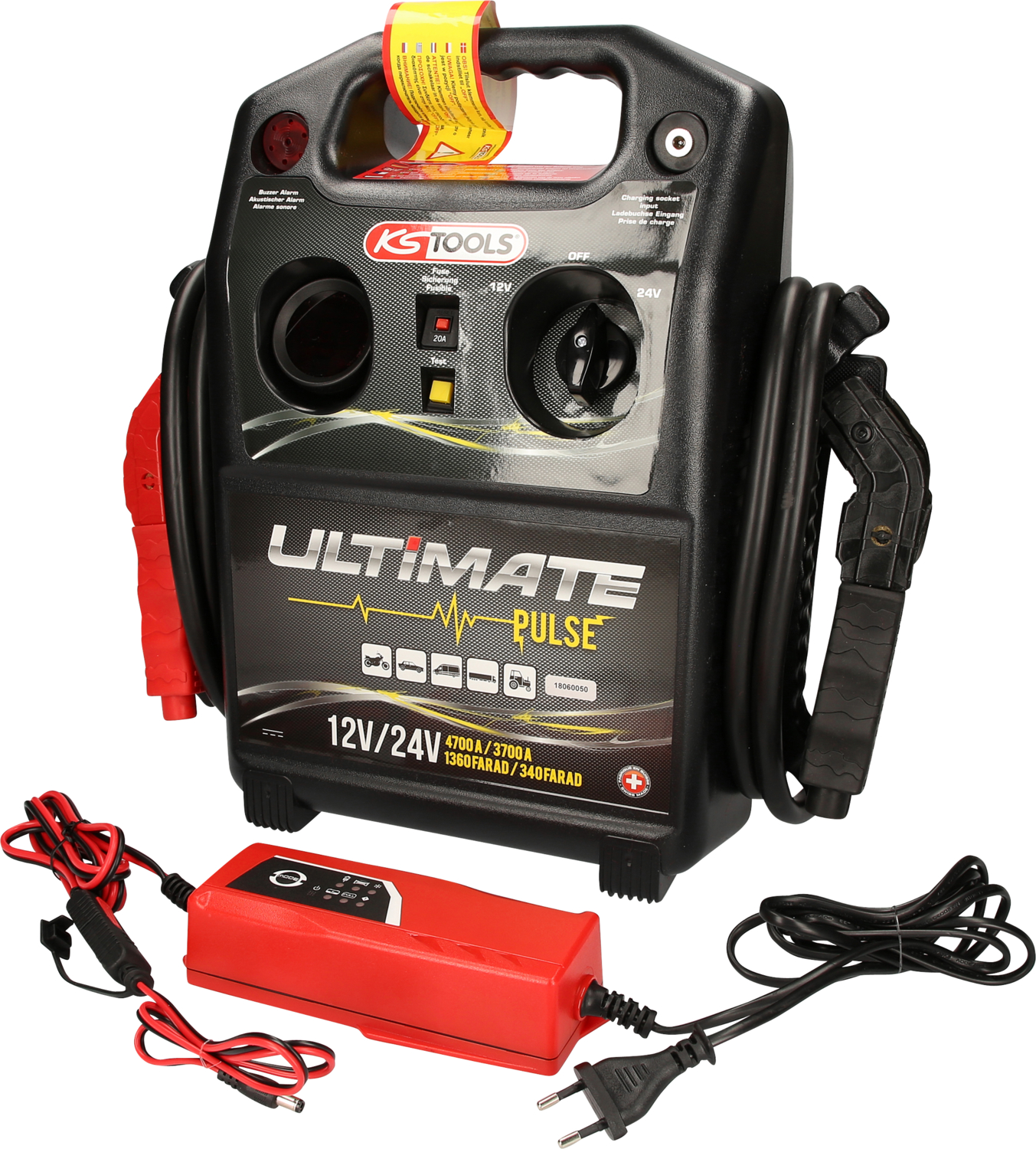 KS Tools 12 V - 24 V Kondensator-Booster - mobiles Starthilfegerät 4700 A - 3700A
