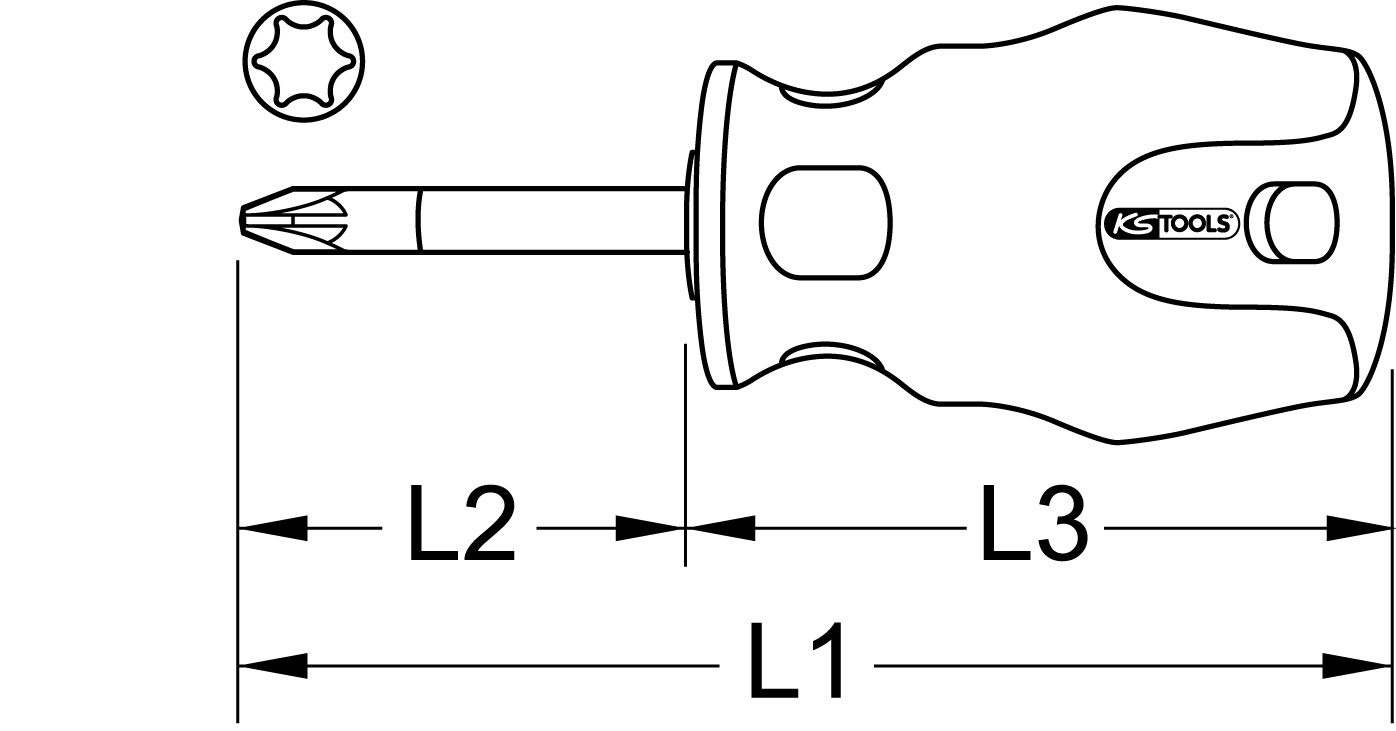 KS Tools ERGOTORQUEplus Schraubendreher, kurz, TORX®