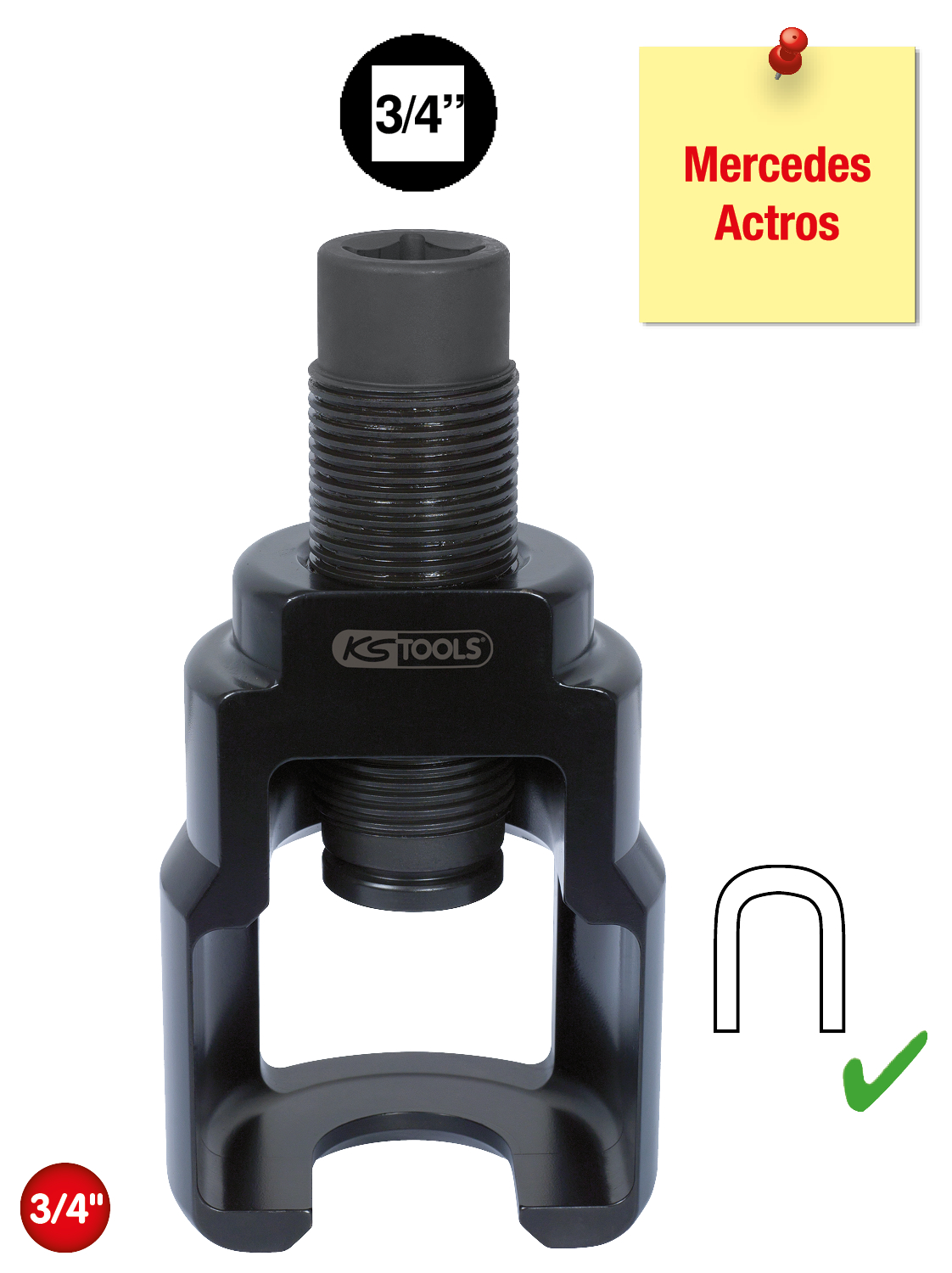 KS Tools 3/4" Vibro-Impact Universal-Kugelgelenk-Abzieher-Glocke 42 x 98 mm