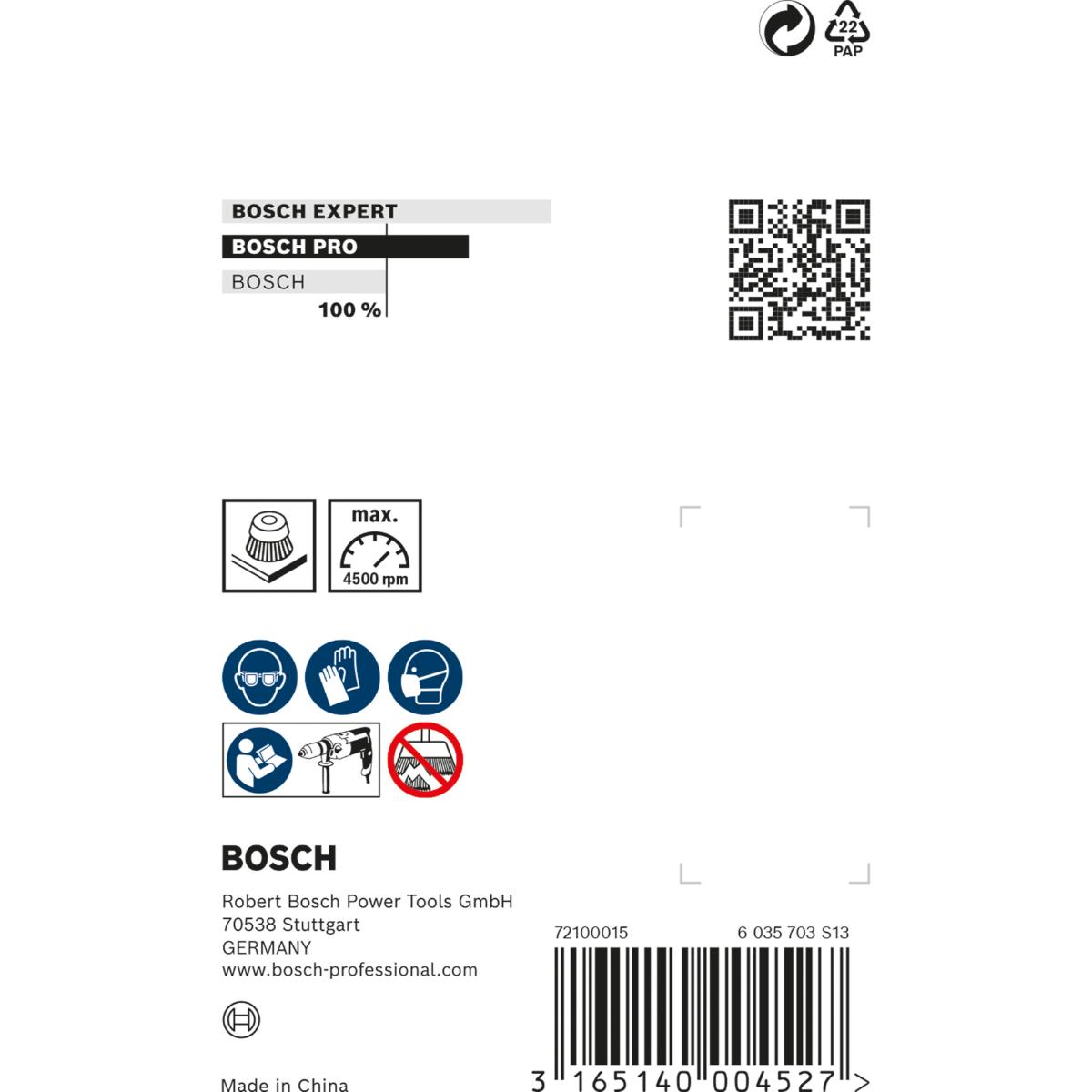 Bosch PRO Topfbürste, Stahl, gewellter Draht, 4500 U/ min
