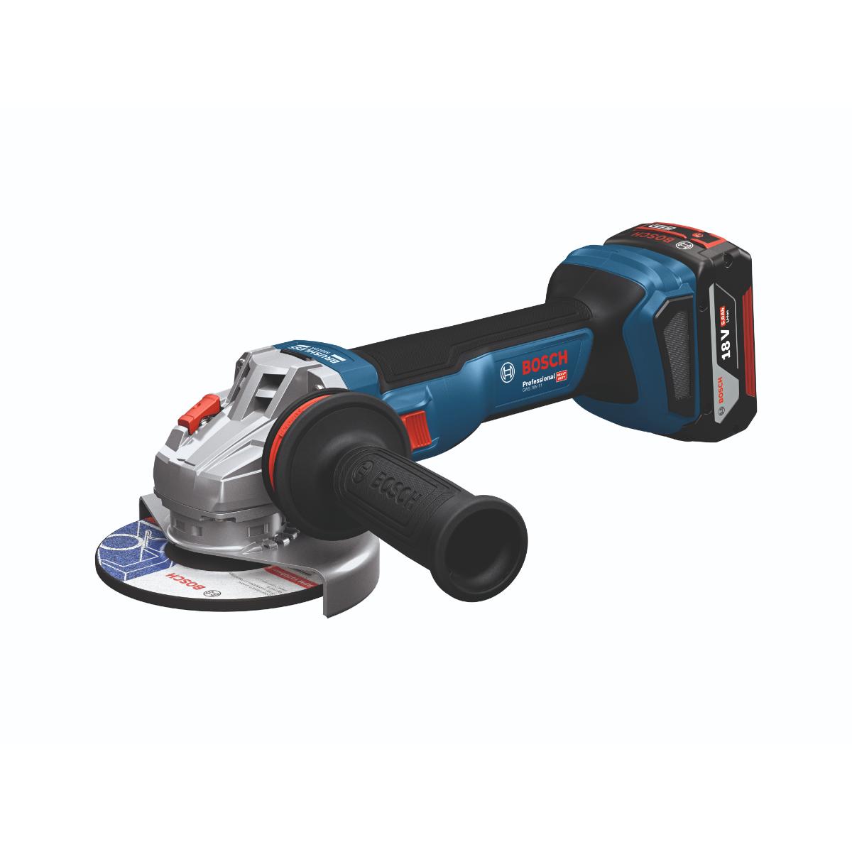 Bosch Akku-Winkelschleifer GWS 18V-11, 2x Akku GBA 18V 5.0Ah in L-BOXX