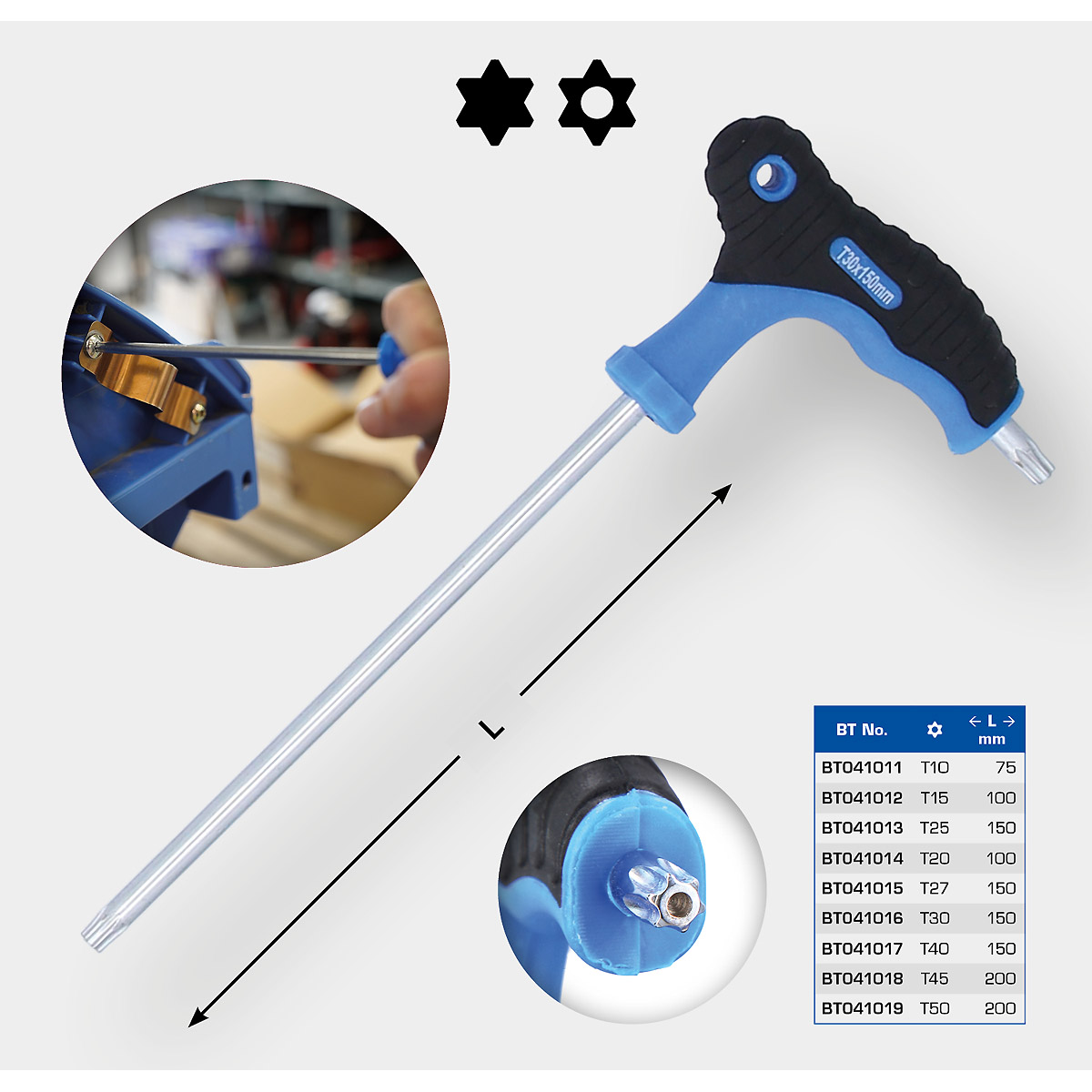 Brilliant Tools T-Griff-Torx® mit Stirnlochbohrung-Winkelstiftschlüssel