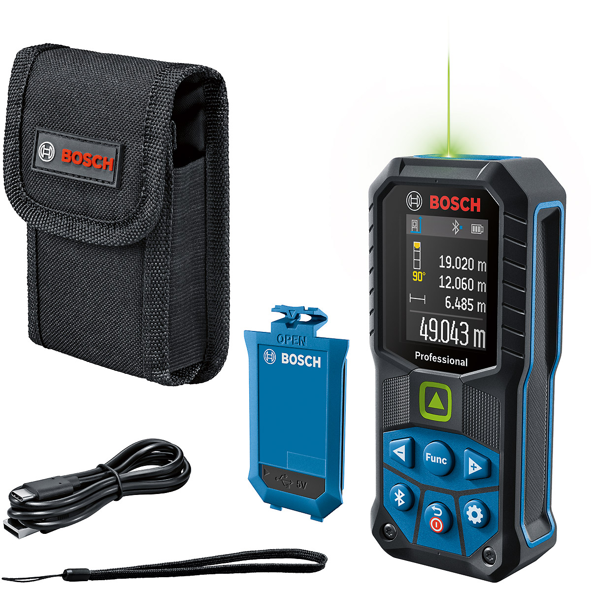 Bosch Laser-Entfernungsmesser GLM 50-27 CG mit BA 3.7V 1.0Ah A und USB-C-Kabel