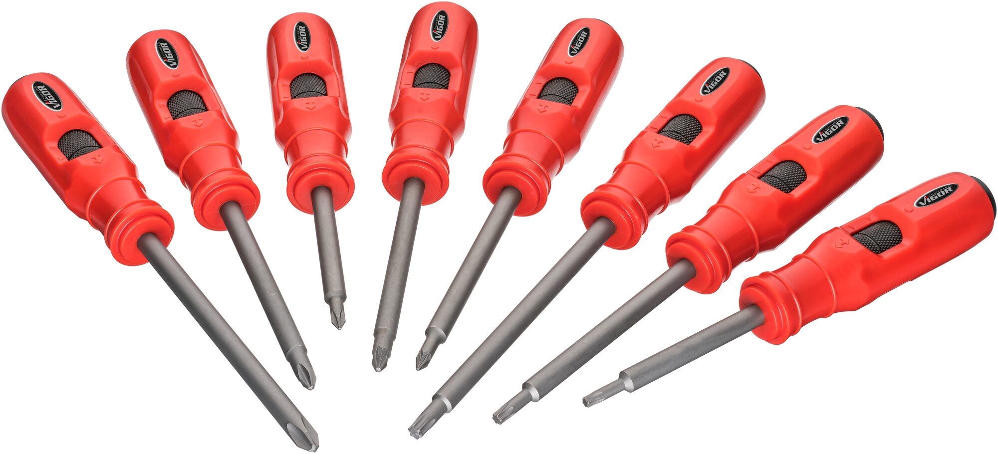 VIGOR Schlag-Schraubendreher Satz, V7124, Innen TORX® Profil, Kreuzschlitz Profil PH, Pozidriv Profi