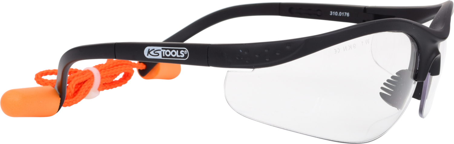 KS Tools Schutzbrille-transparent, mit Ohrstöpsel