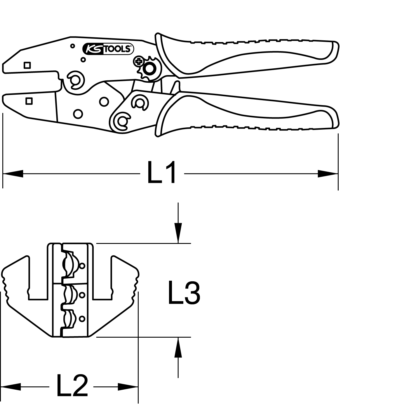 KS Tools Crimpzange für isolierte Kabelschuhe, 220mm