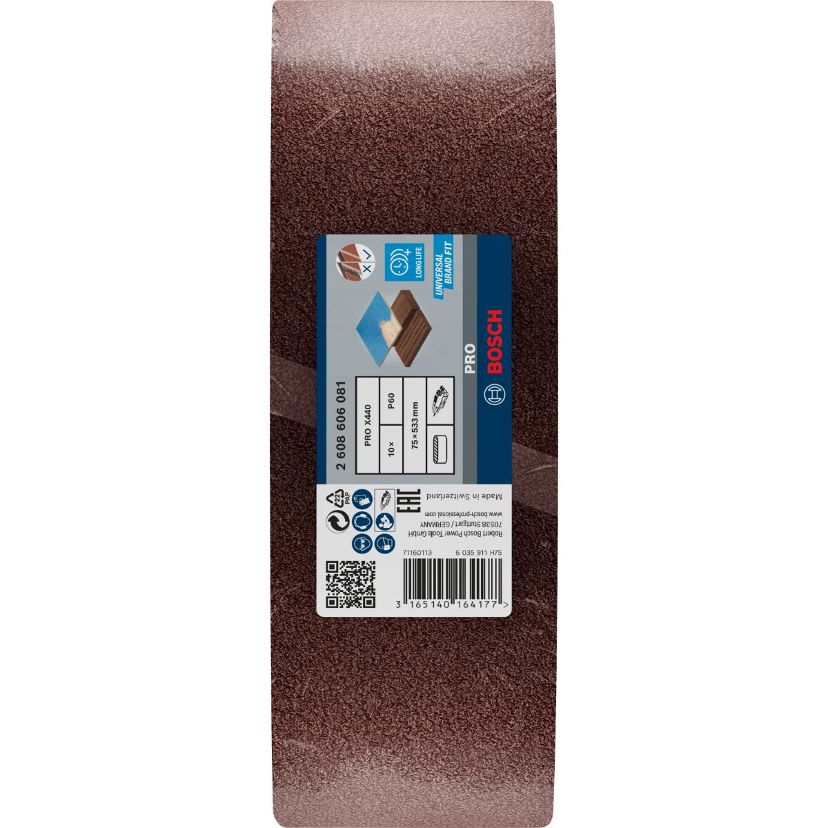 Bosch PRO Schleifband-Set X440 Best for Wood and Paint, 10-teilig 75x533 mm
