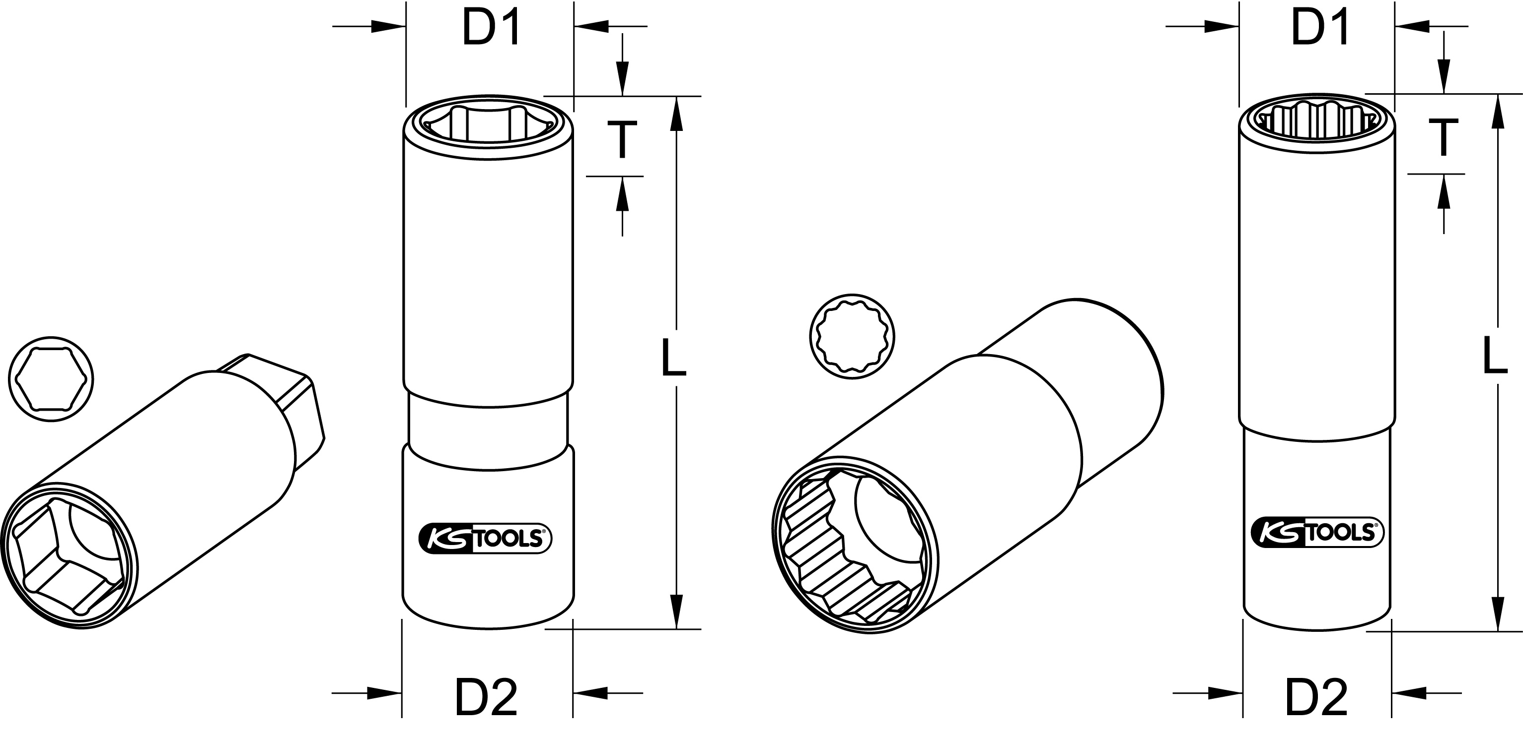 KS Tools 1/2" CHROMEplus Zündkerzen-Stecknuss