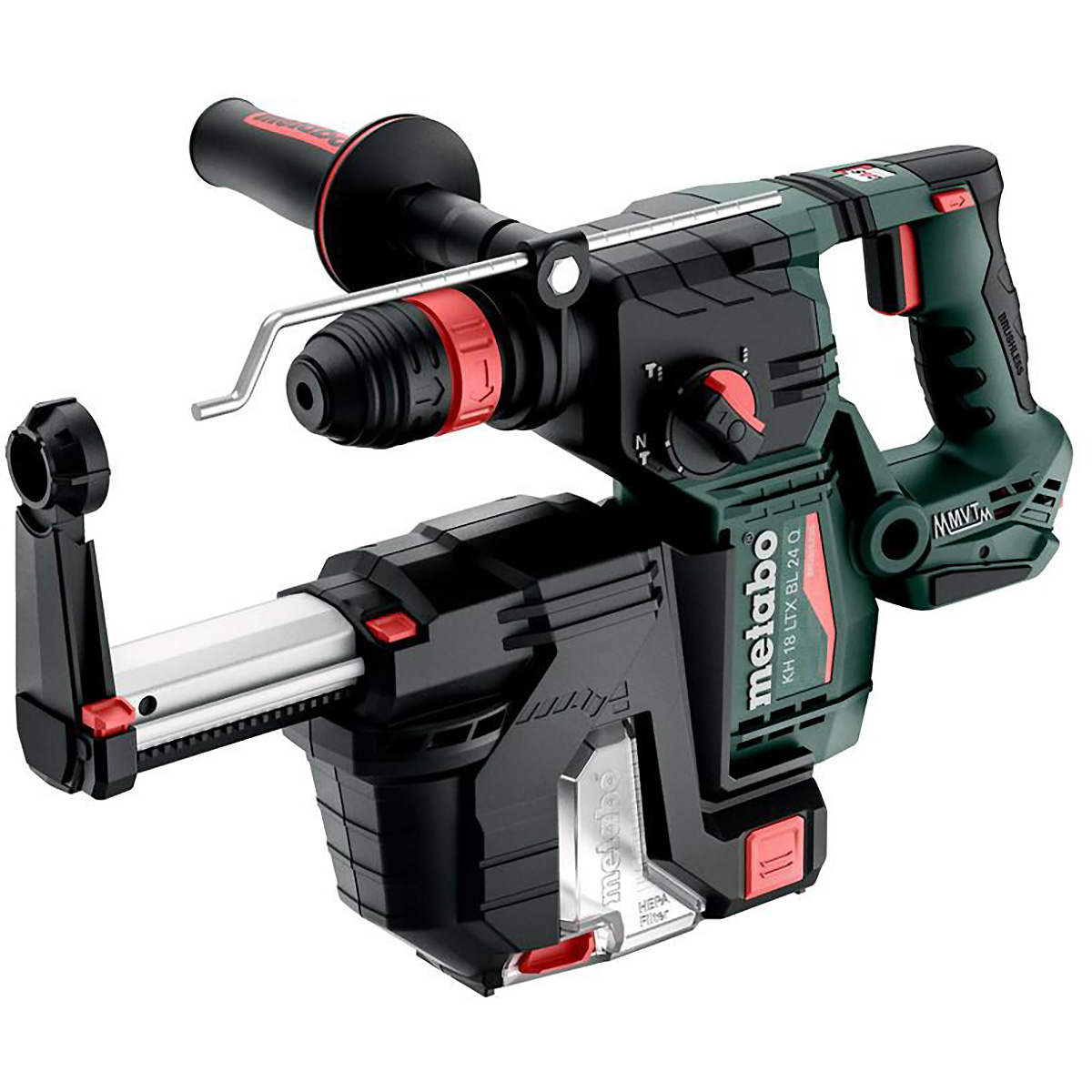 Metabo Akku-Kombihammer KH 18 LTX BL 24 Q Set ISA mit integrierter Staubabsaugung und Metabo-Quick-W