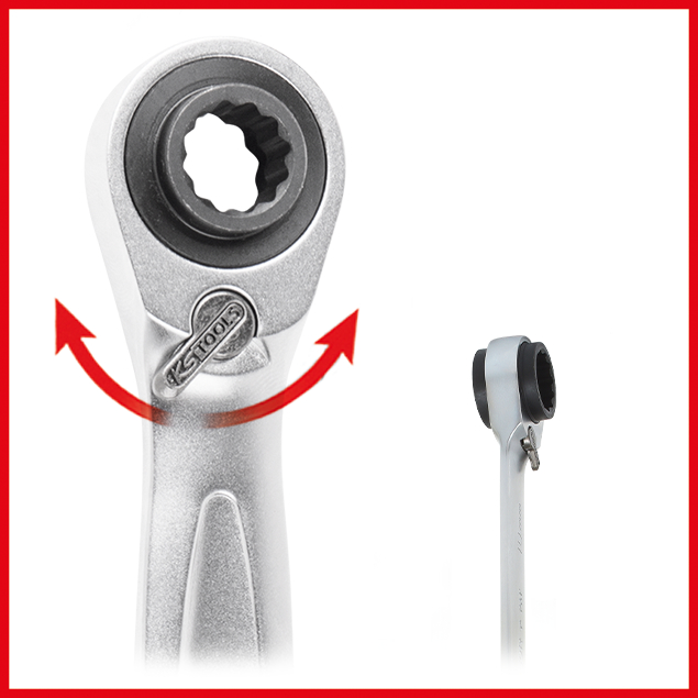 KS Tools 4 in 1 GEARplus umschaltbar Doppel-Ratschenringschlüssel