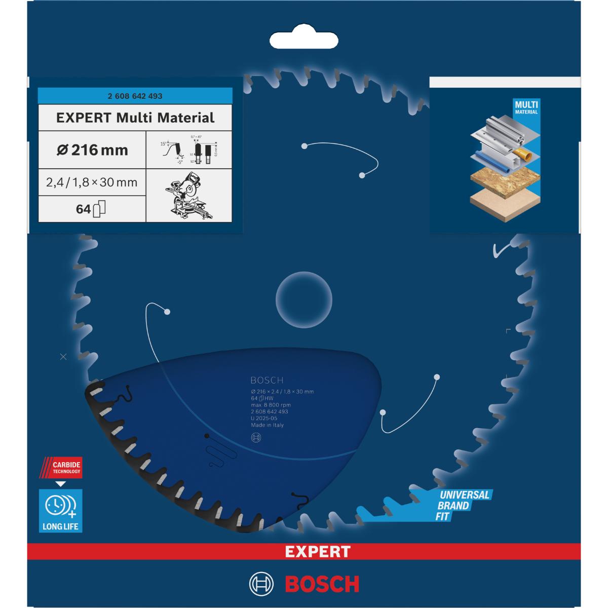 Bosch Kreissägeblatt Expert for Multi Material, 210 x 30 x 2,4 mm, 54