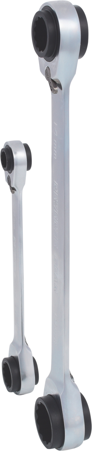 KS Tools 4 in 1 GEARplus umschaltbar Doppel-Ratschenringschlüssel-Satz, 2-tlg 8-19mm