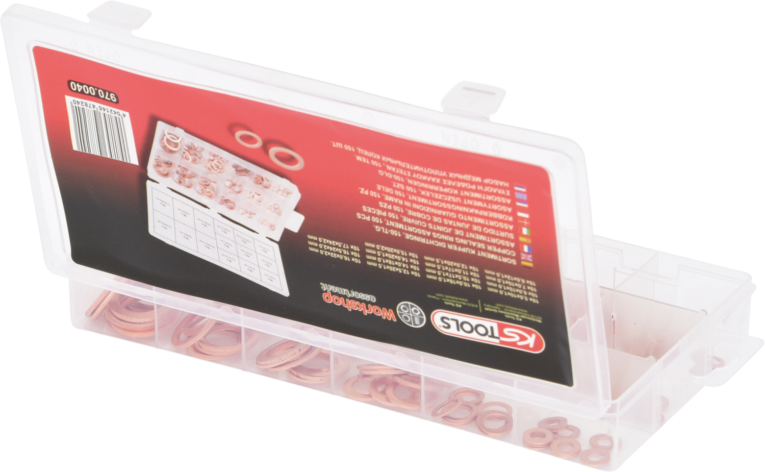 KS Tools Sortiment Kupfer-Dichtringe, Ø 5-17,5mm, 150-tlg